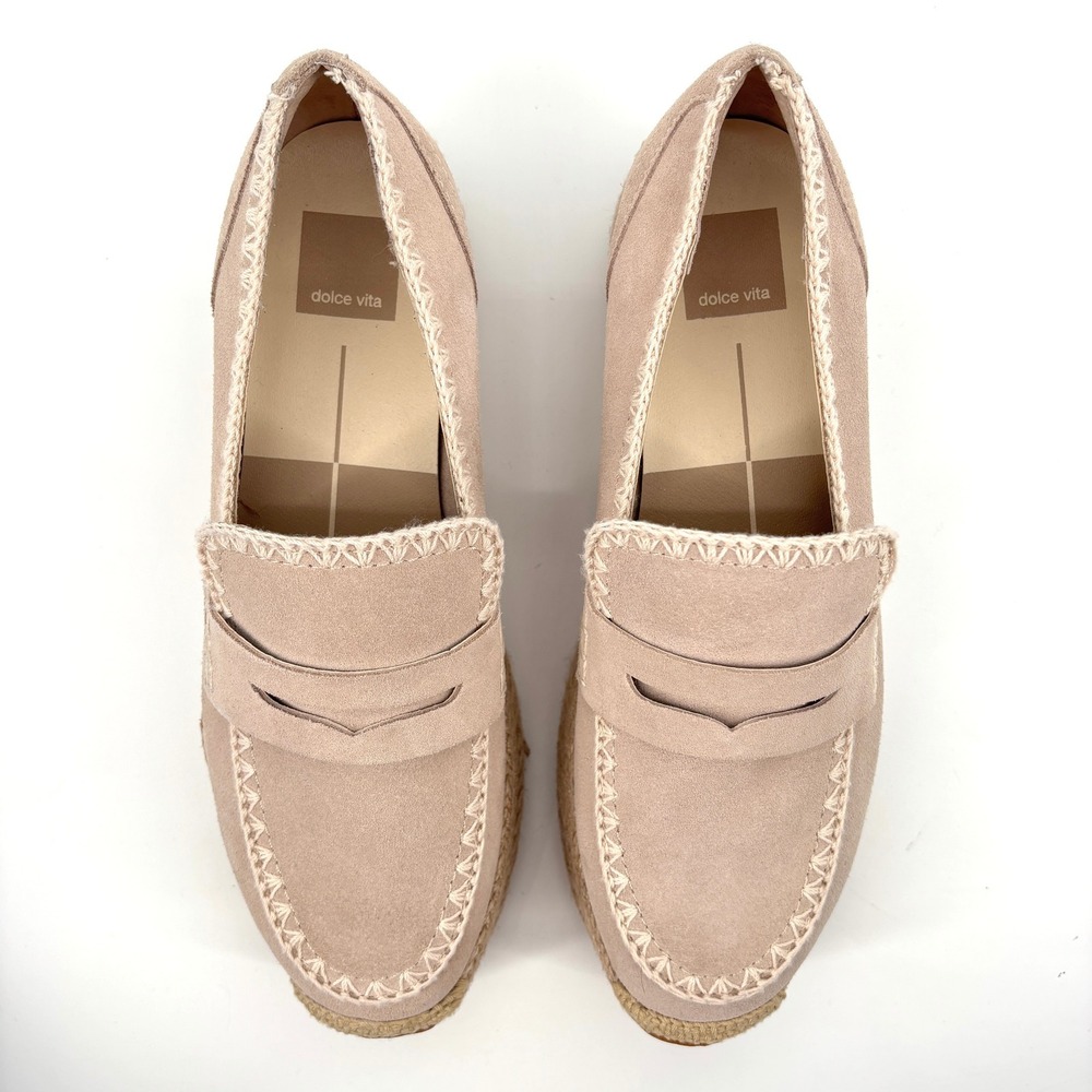 NWOT Dolce Vita Jalia Suede Platform‎ Espadrille Loafers Taupe Slip On Sz 9 - Picture 5 of 9